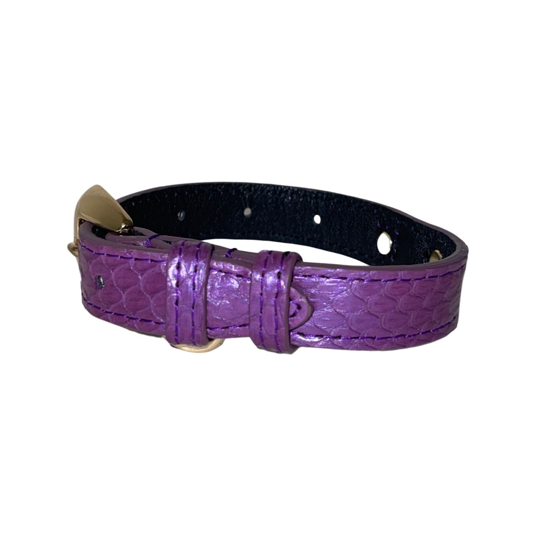 Allysa Payne XS/S 7"-14" Iridescent Purple Custom Snake Dog Collar/Custom Gold Italian Hardware