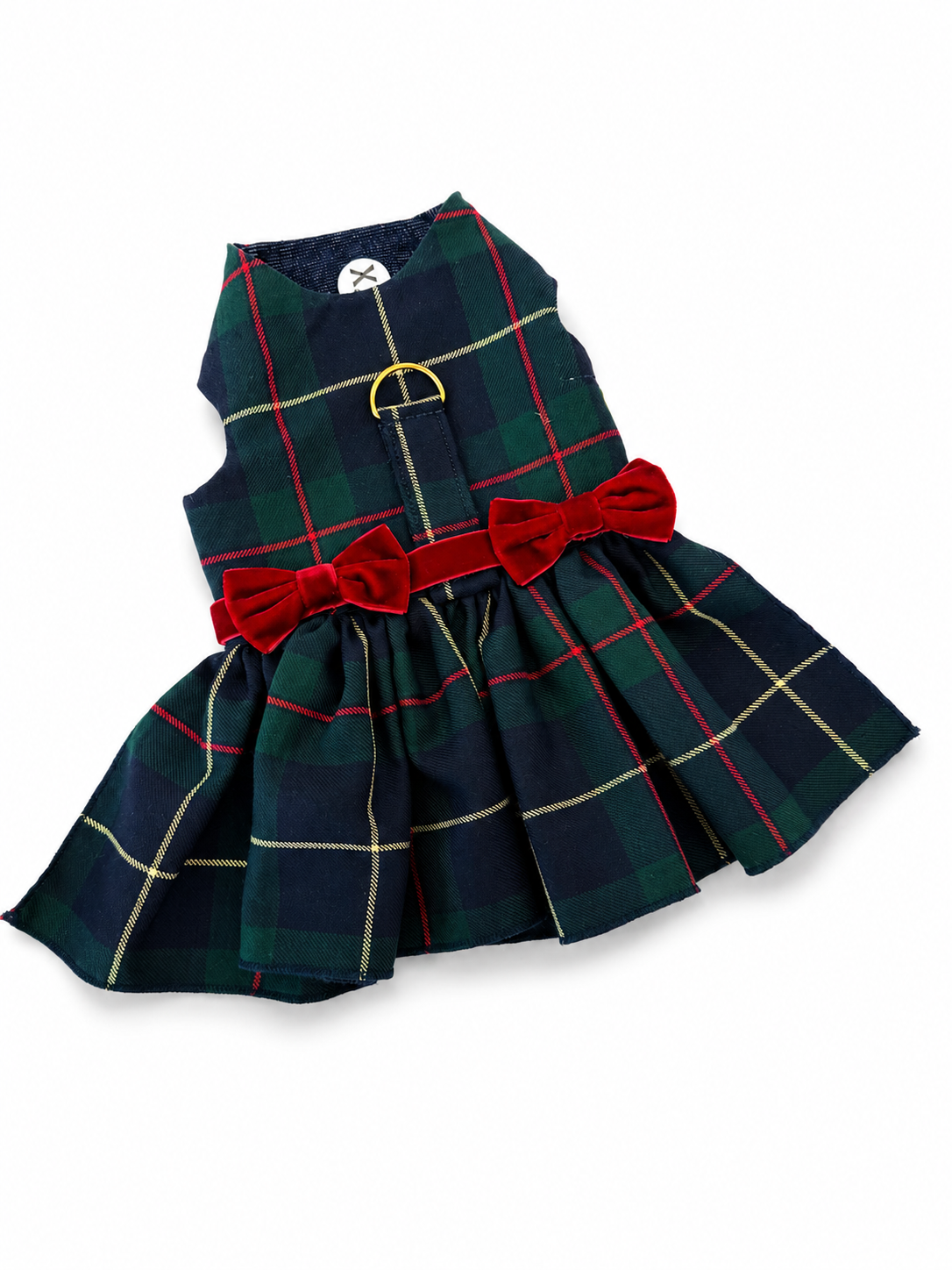 Heads or Tails Pup Green Plaid Dog Dress