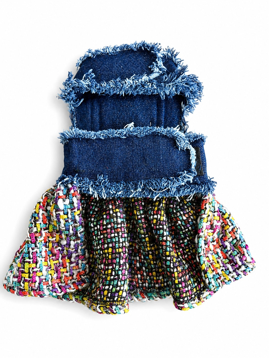 Heads or Tails Pup Denim & Tweed Couture Dog Dress