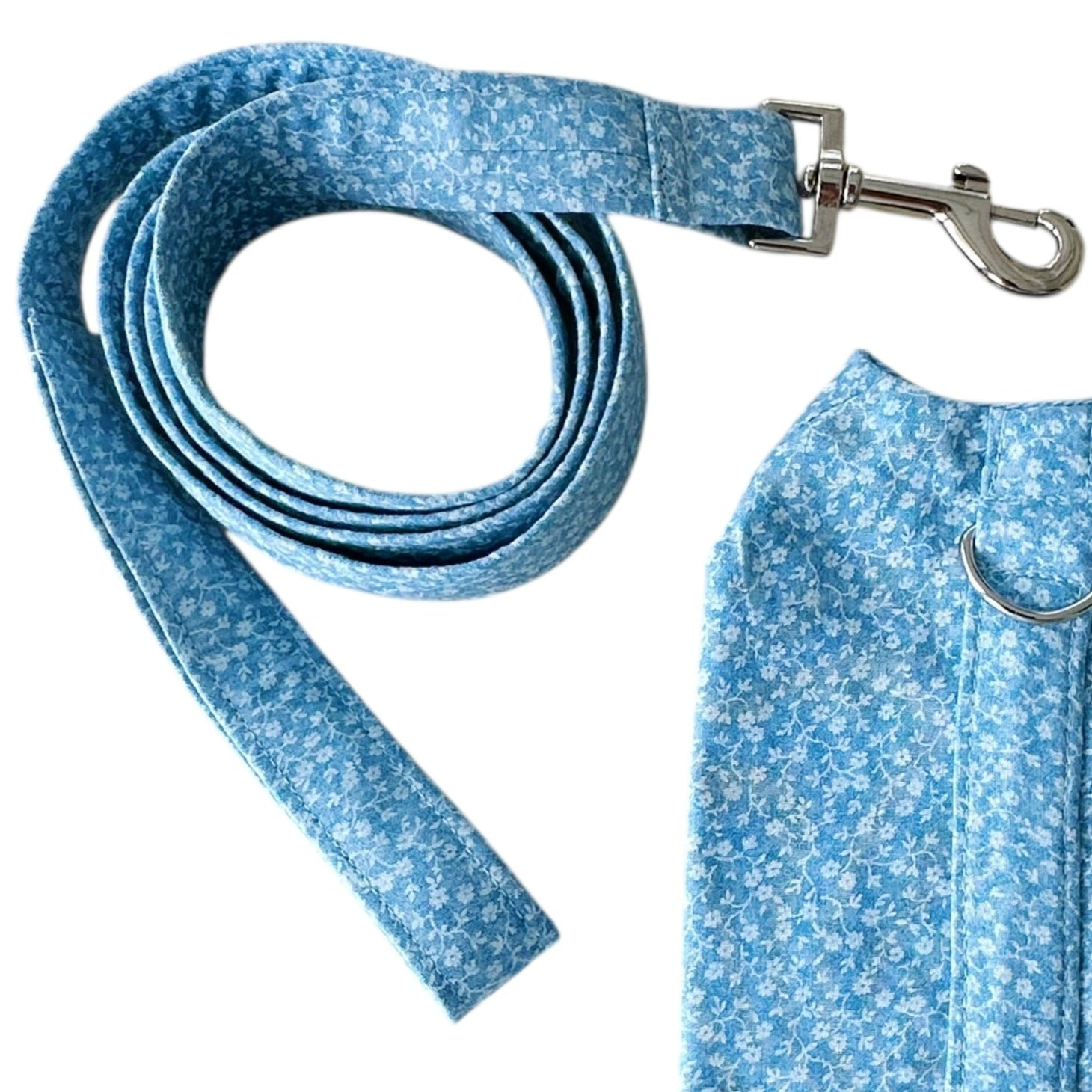 Blue Floral Calico Leash