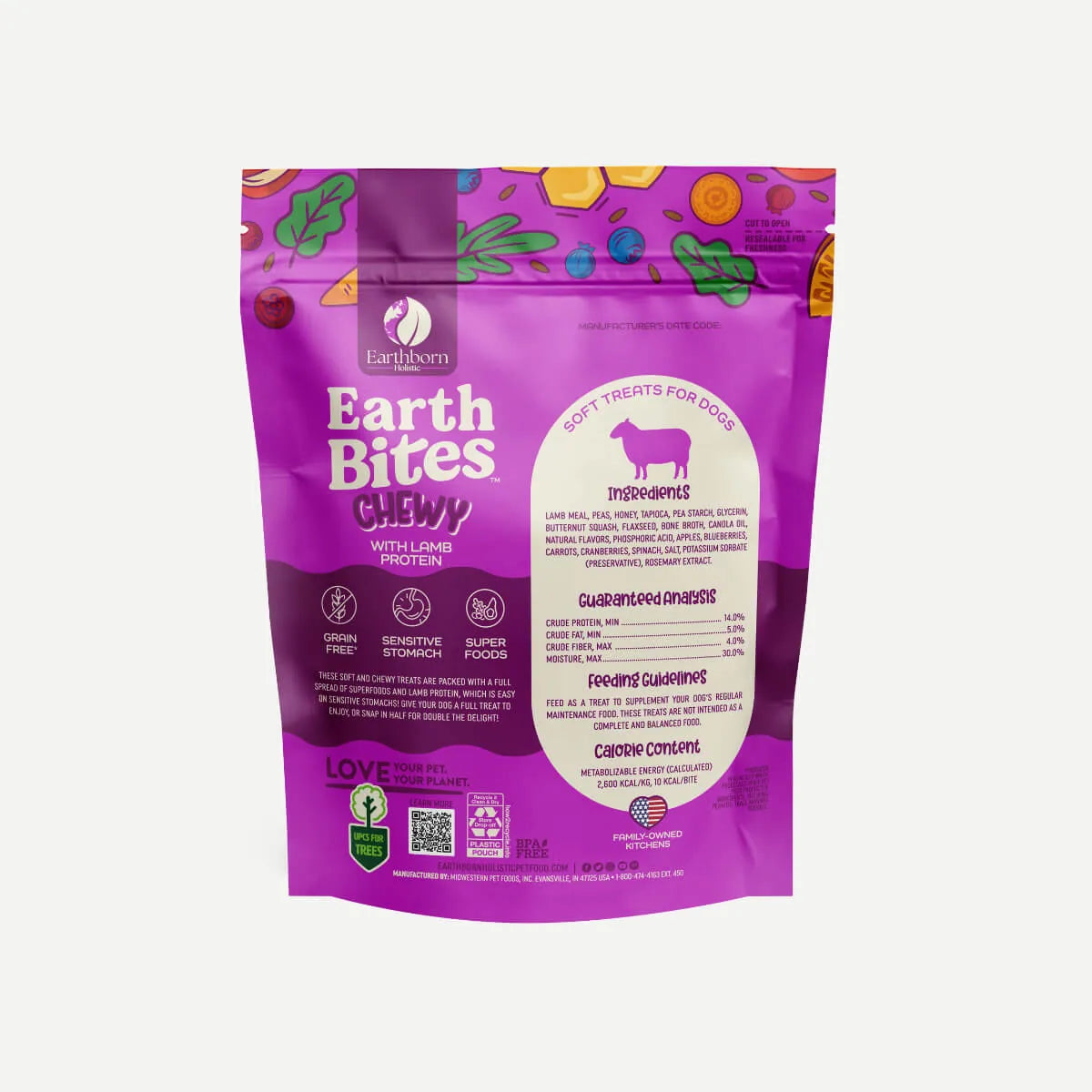 EarthBites Chewy with Lamb Protein, Grain Free Dog Treats (7oz) - HT Animal Supply
