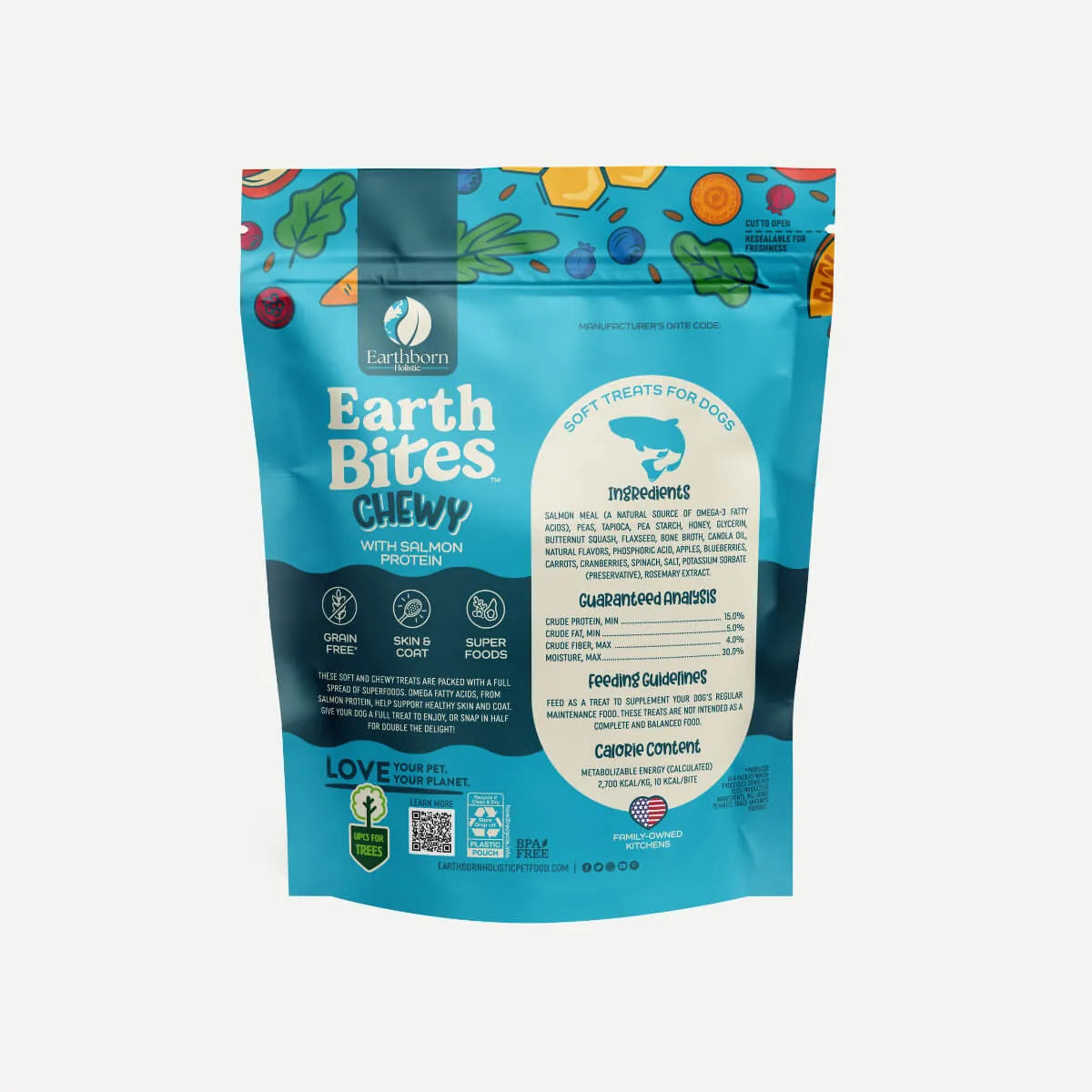 EarthBites Chewy with Salmon Protein, Grain Free Dog Treats (7oz) - HT Animal Supply
