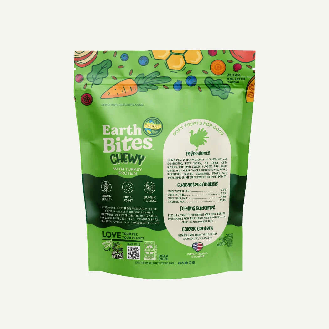 EarthBites Chewy with Turkey Protein, Grain Free Dog Treats (7oz) - HT Animal Supply