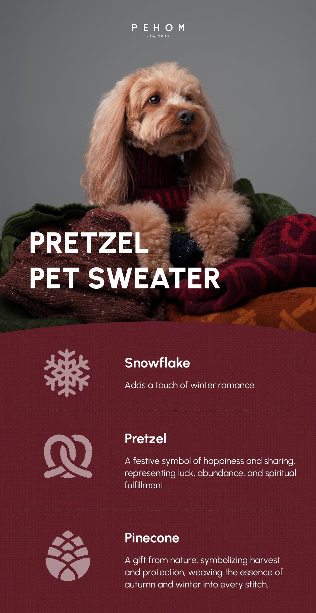 Pretzel Pet Sweater-Burgundy Red
