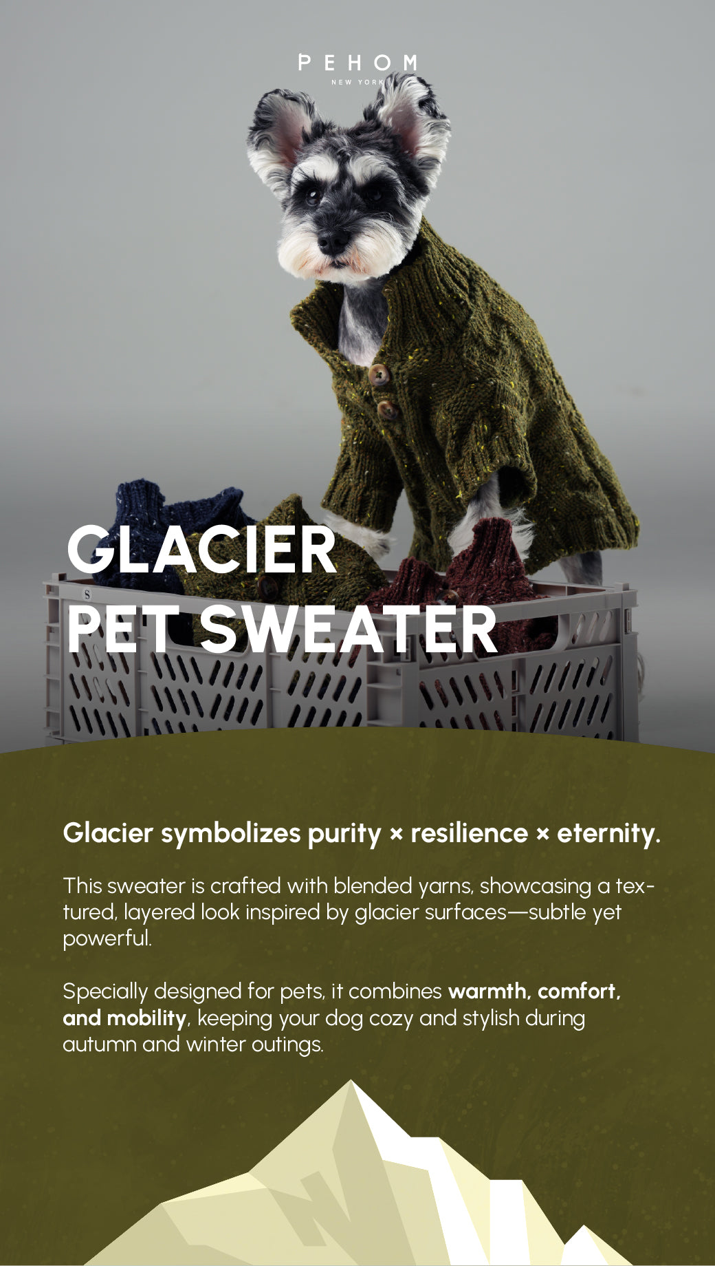 Glacier Pet Sweater-Olive Green