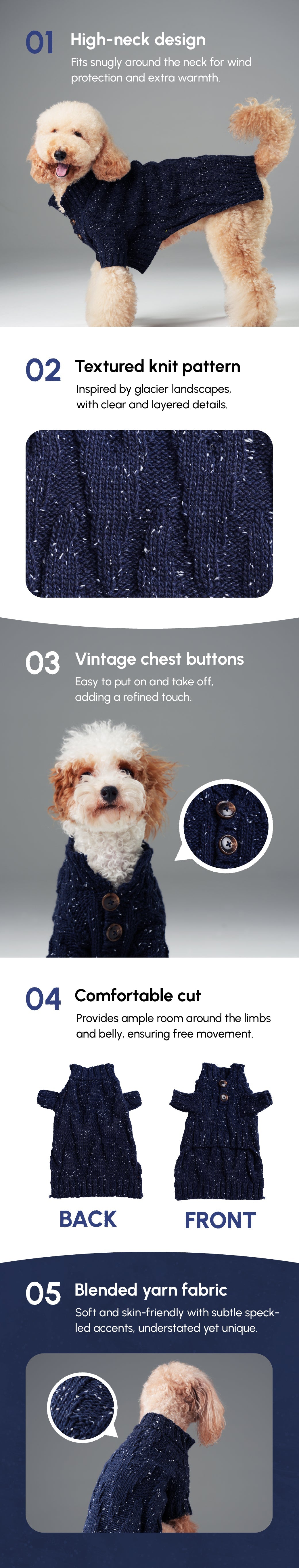 Glacier Pet Sweater-Navy