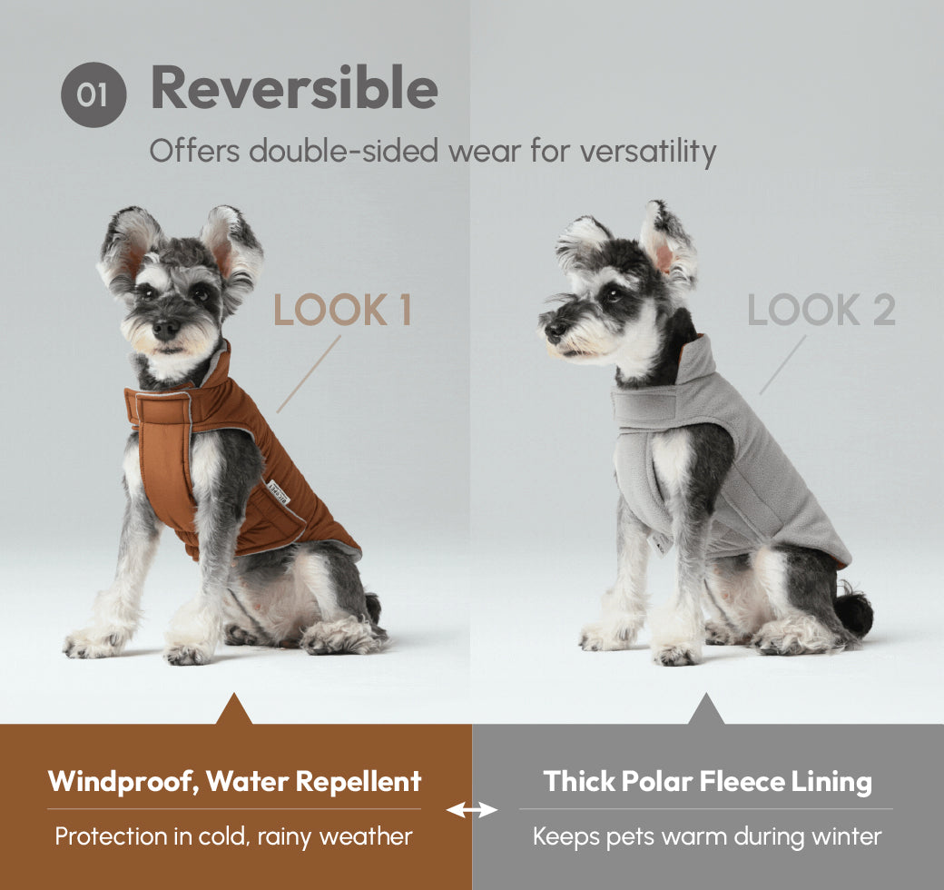 Reversible Dog Vest Jacket-Orange Grey