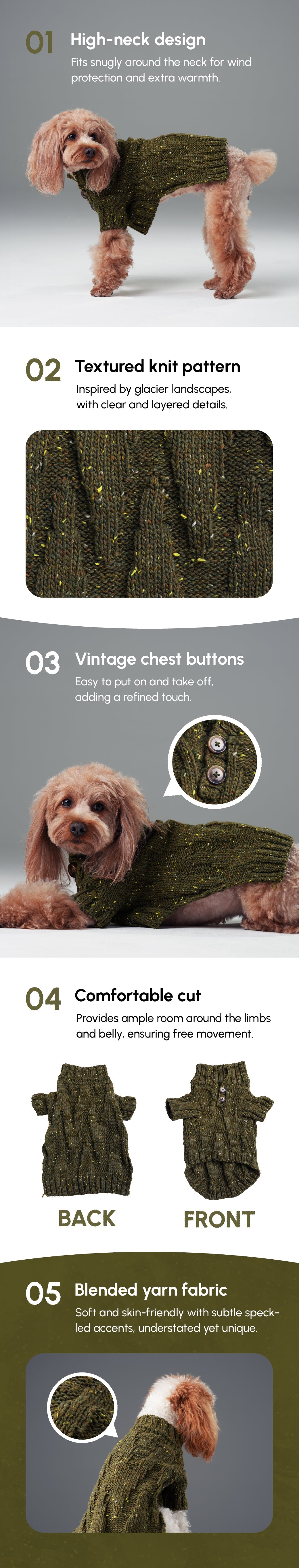 Glacier Pet Sweater-Olive Green