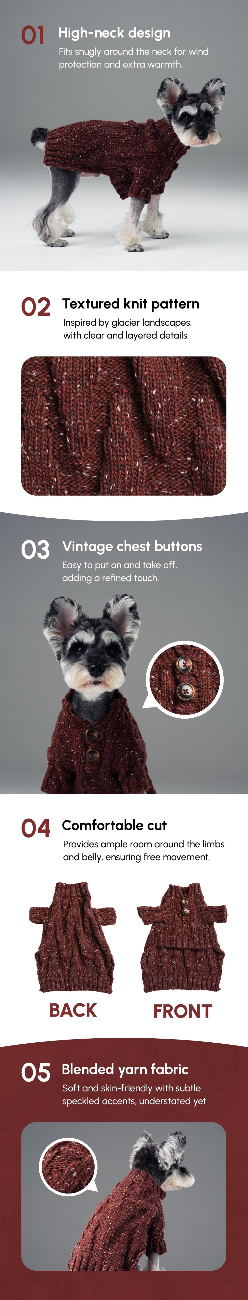 Glacier Pet Sweater-Burgundy