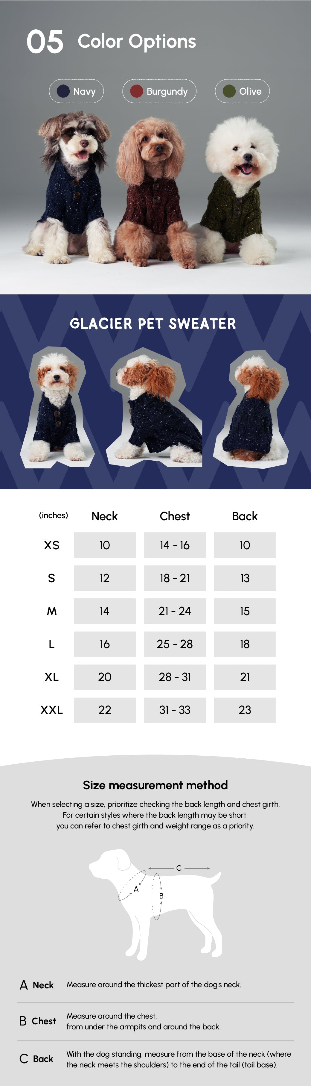 Glacier Pet Sweater-Navy