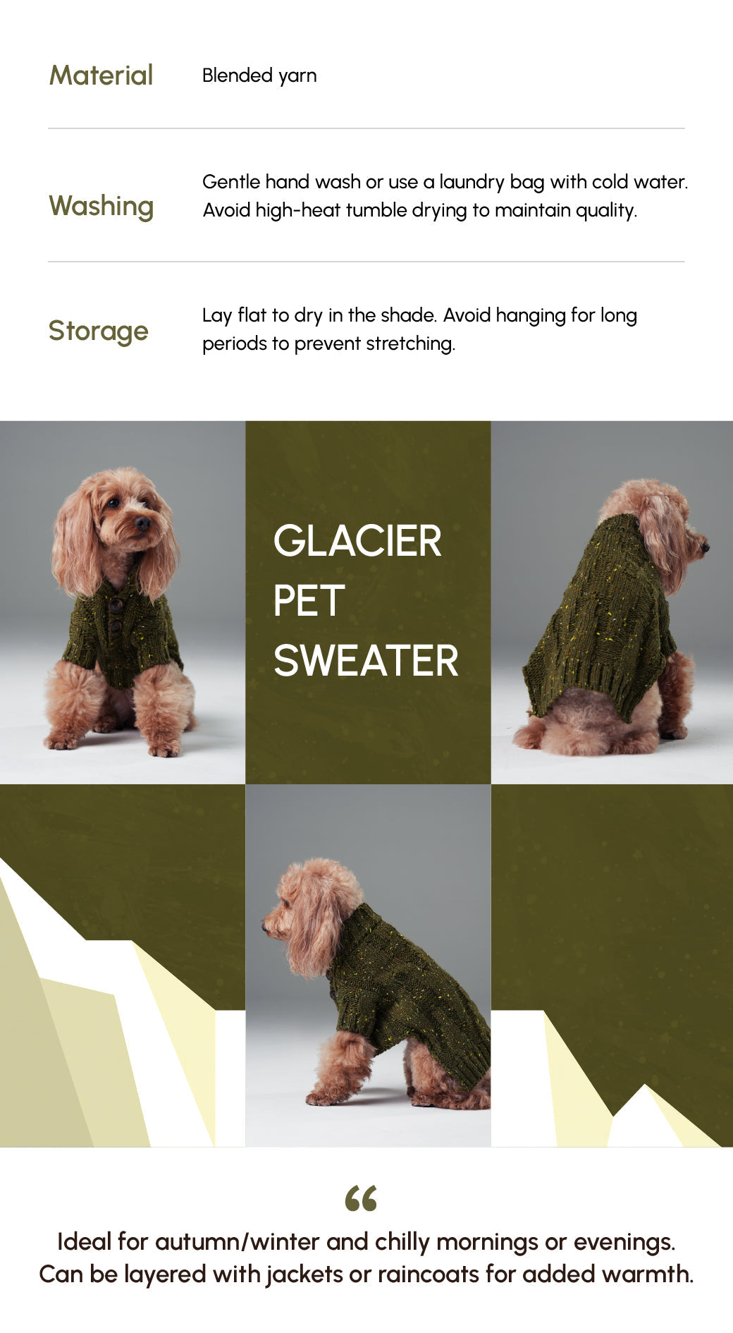 Glacier Pet Sweater-Olive Green