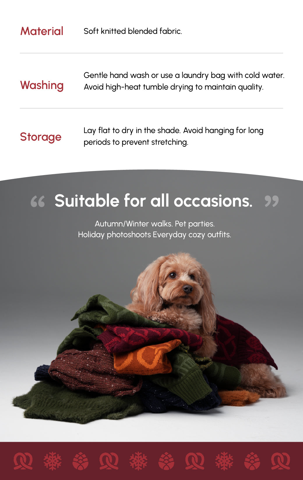 Pretzel Pet Sweater-Burgundy Red