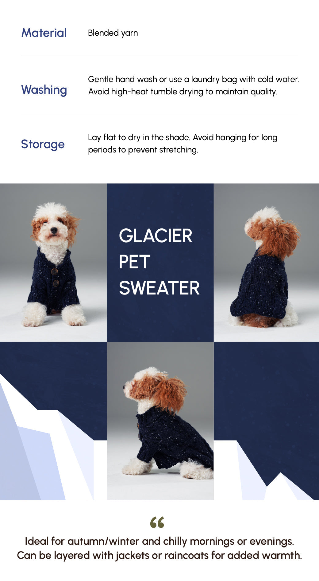 Glacier Pet Sweater-Navy