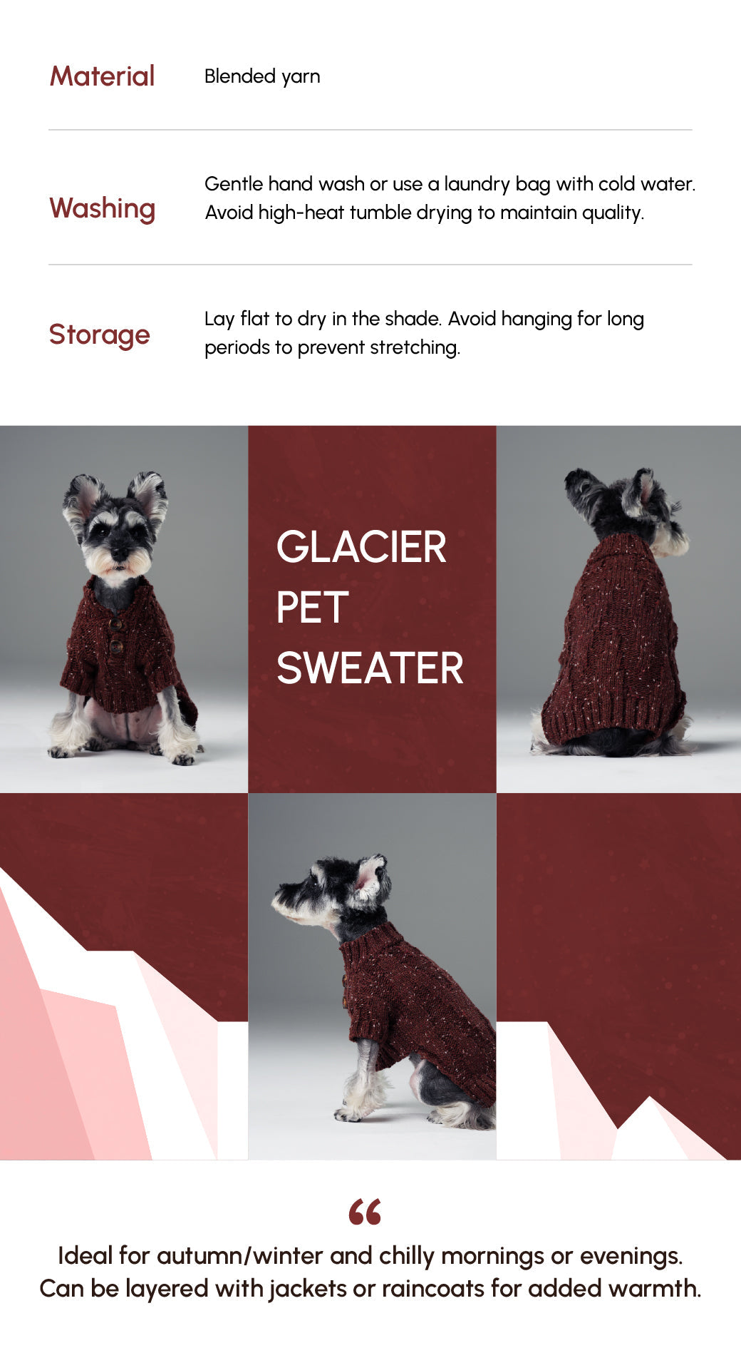 Glacier Pet Sweater-Burgundy