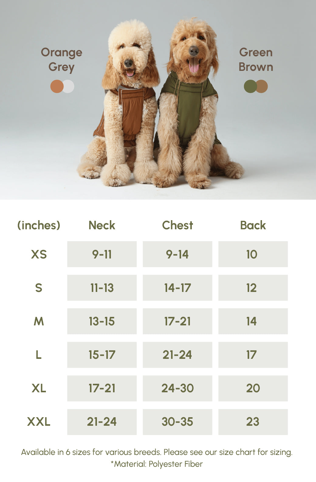 Reversible Dog Vest Jacket-Green Brown