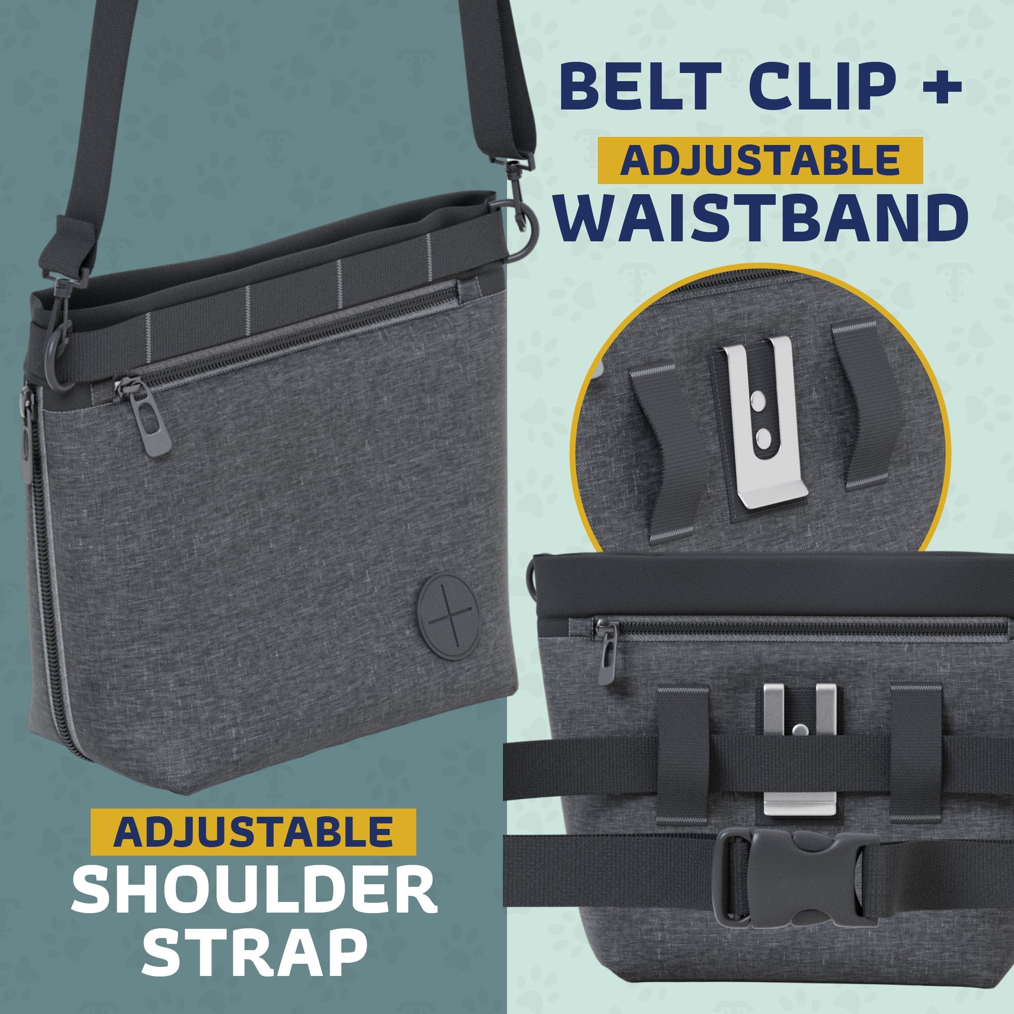 Katziela Expandable Pet Treat Pouch - Hands Free Dog Treat Pouch, Quick Access Magnet Closure - Anti Spill Dog Treat Bag - Treat Pouches for Pet Training, Adjustable Shoulder Strap & Belt Clip