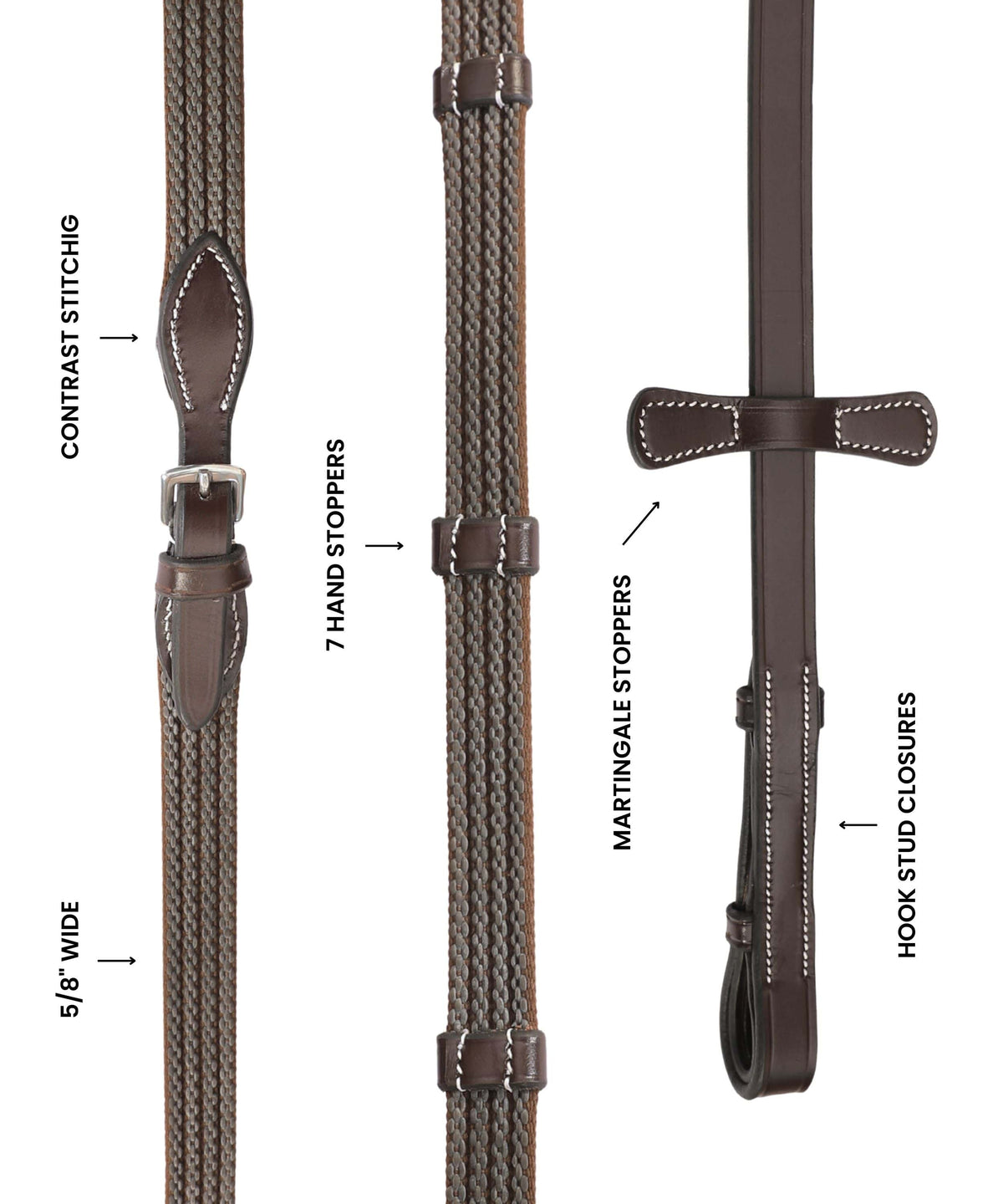 ExionPro Rubber Web Reins - HT Animal Supply