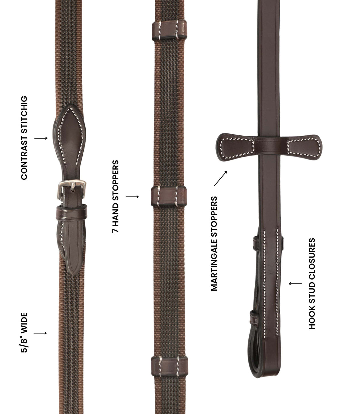 ExionPro Rubberized Web Reins - HT Animal Supply