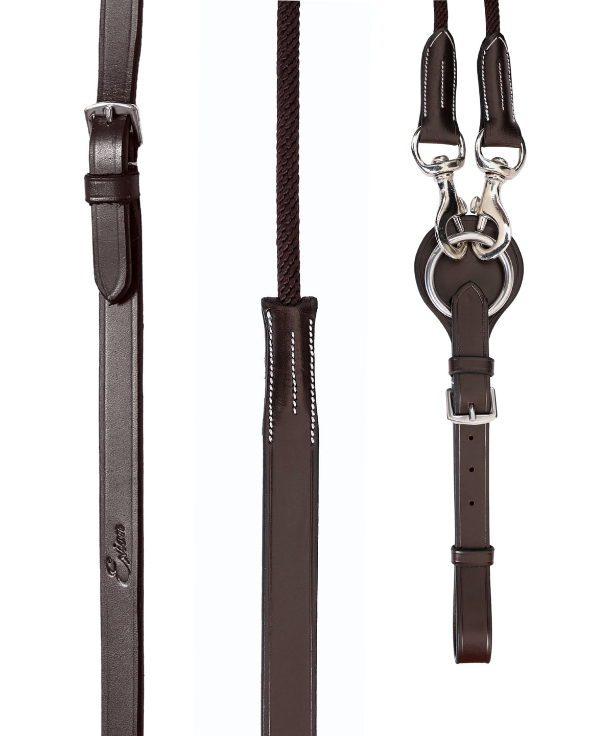 ExionPro Rope & Leather Draw Reins with Girth Ring