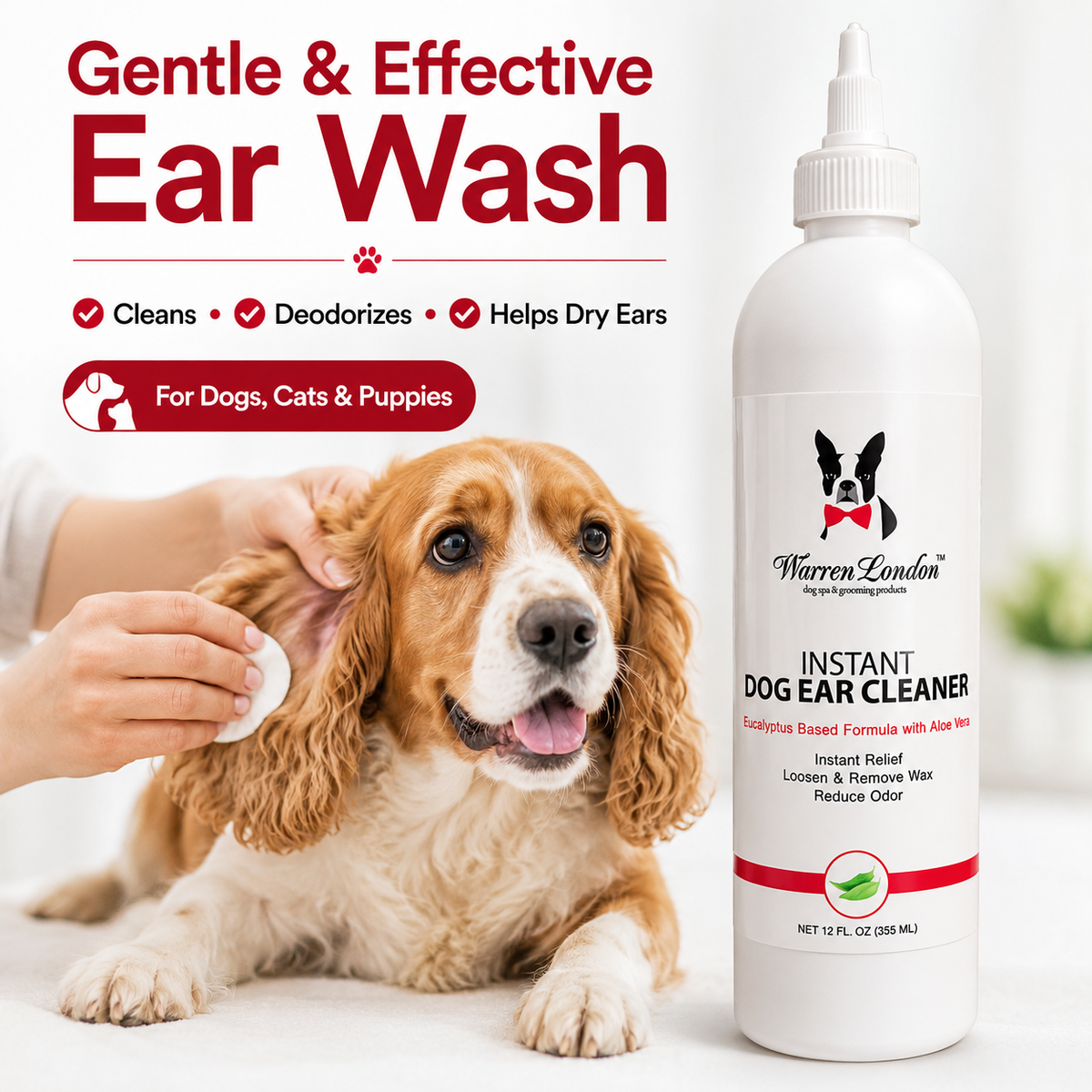Instant Ear Cleaner For Dogs 4 oz or 12 oz - Removes Wax and Odor | HT Animal Supply