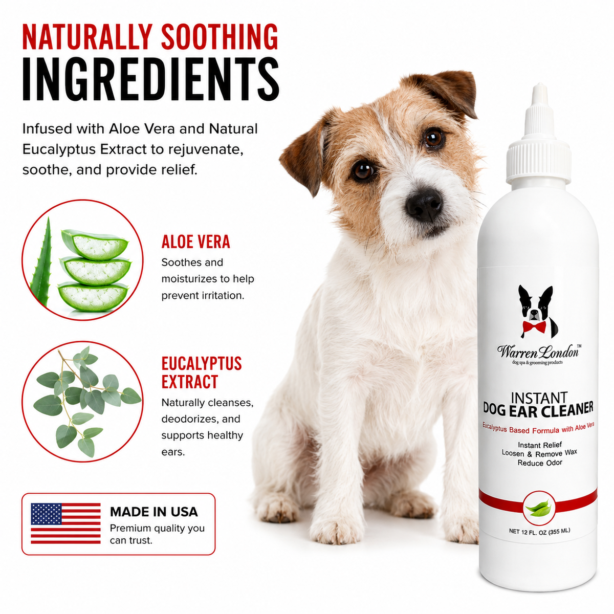 Instant Ear Cleaner For Dogs 4 oz or 12 oz - Removes Wax and Odor | HT Animal Supply