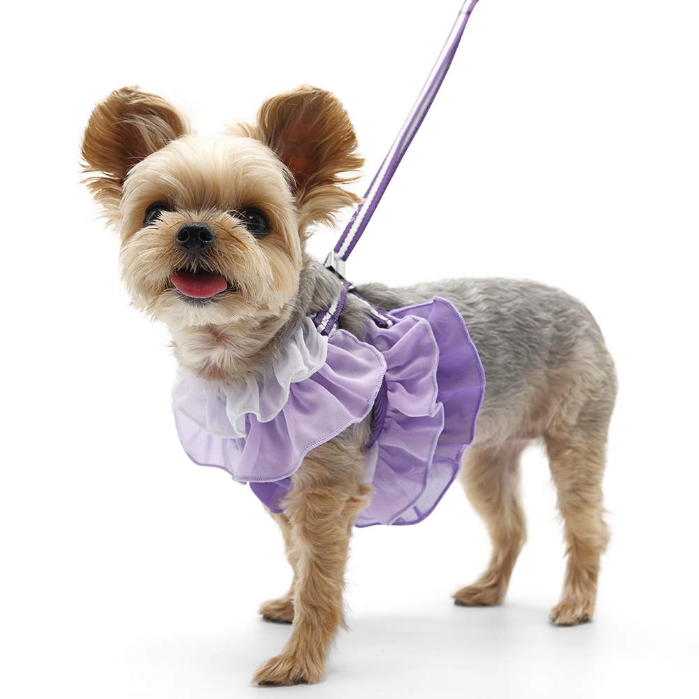 DOGO EasyGO Multi Ruffle Purple Dog Harness and Leash Set