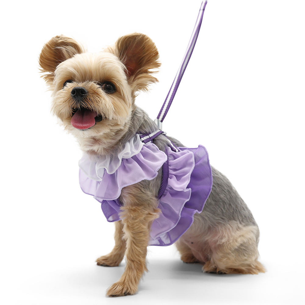 DOGO EasyGO Multi Ruffle Purple Dog Harness and Leash Set