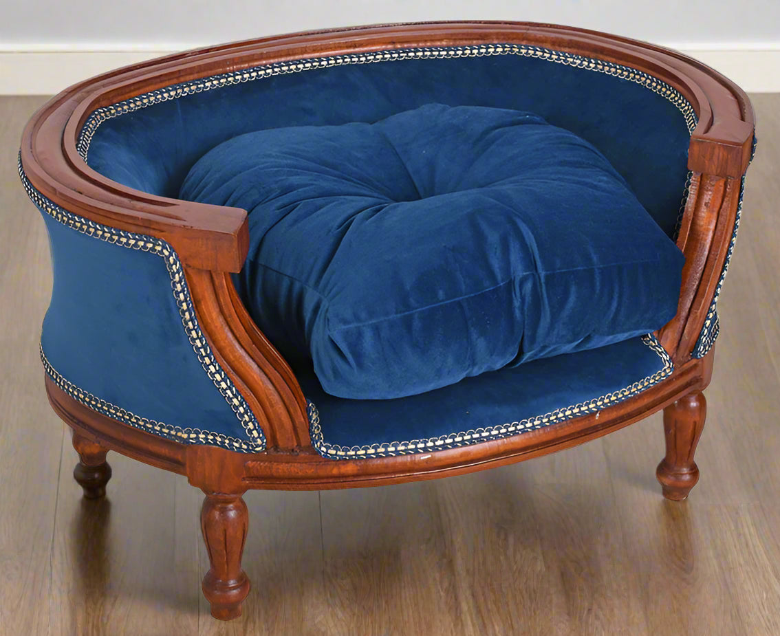 Elegant French-Style Pet Bed Blue