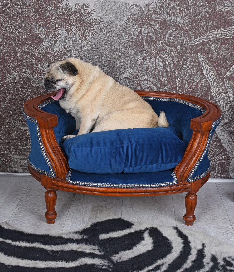 Elegant French-Style Pet Bed Blue