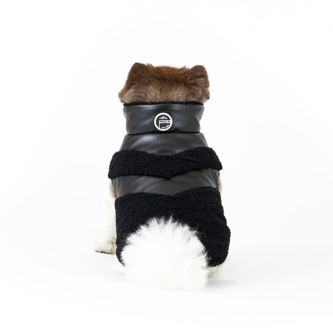 Fab Ski Black Leather Shearling Coat 