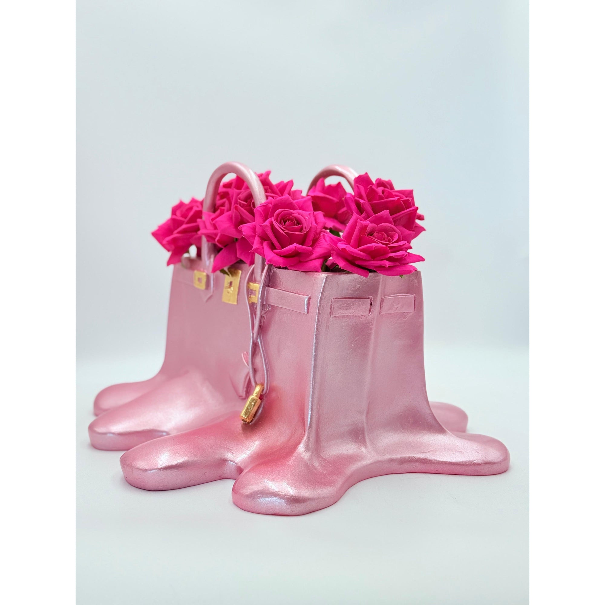 And Iconic Sugar Bag Vase Metallic Pink Melting Design