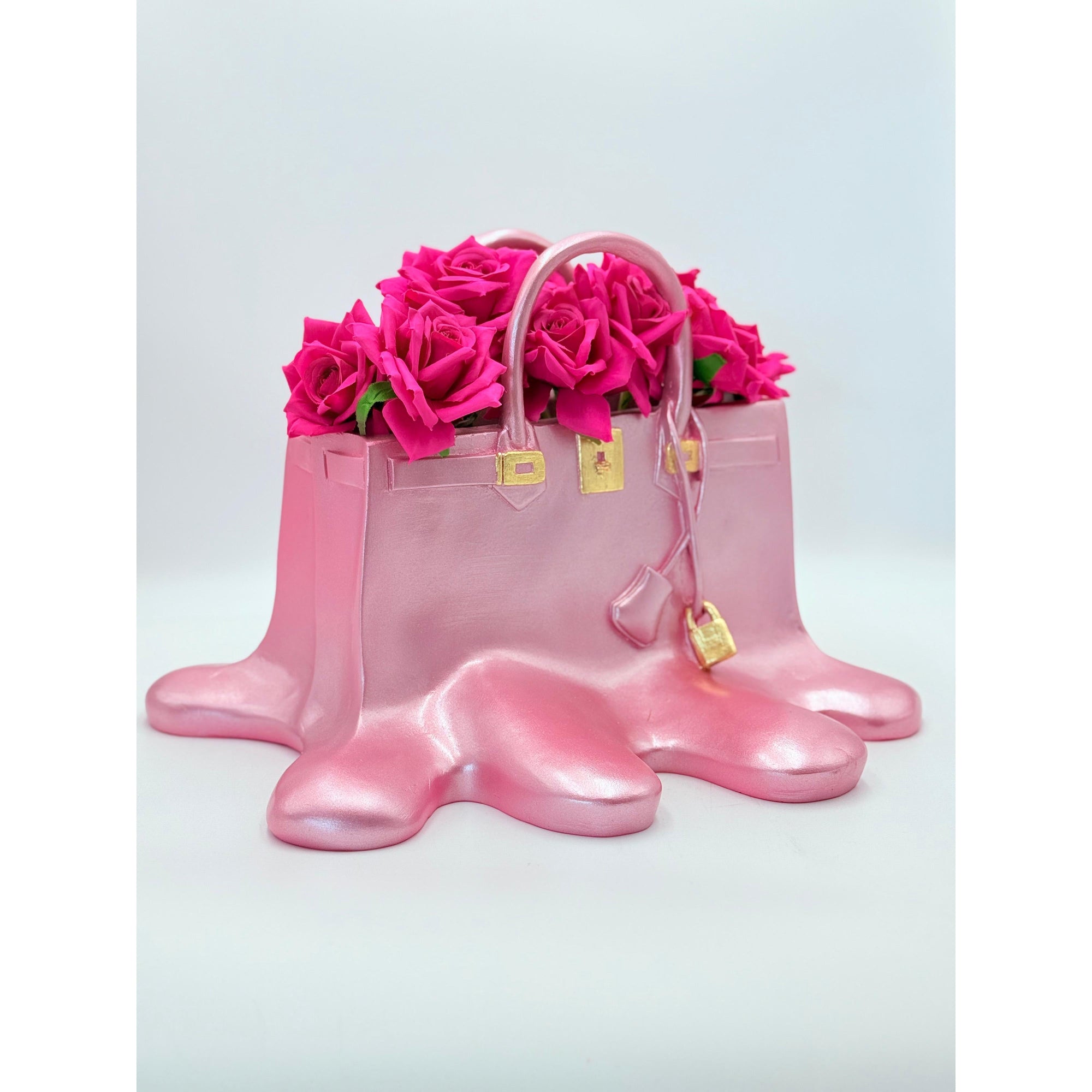 And Iconic Sugar Bag Vase Metallic Pink Melting Design