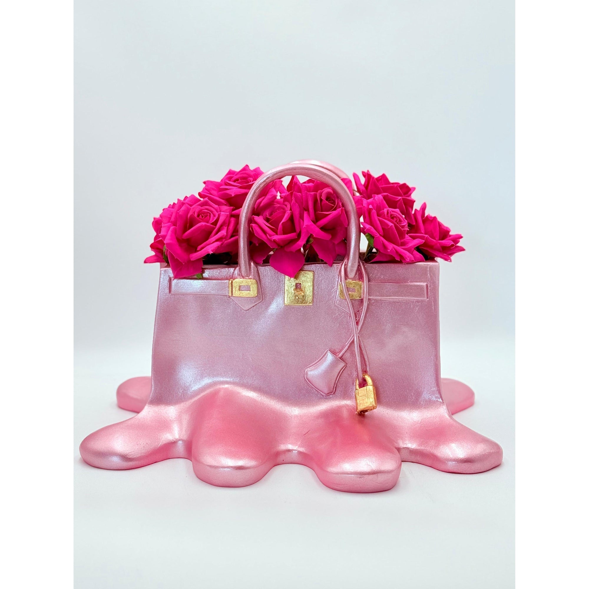 And Iconic Sugar Bag Vase Metallic Pink Melting Design