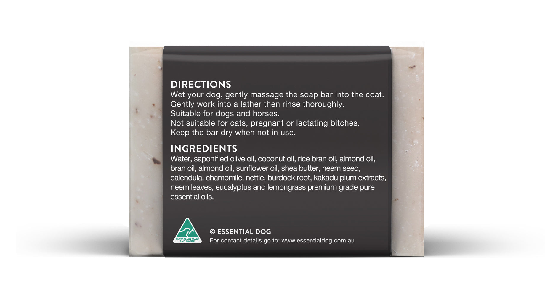 Solid Dog Shampoo Bar: Neem Seed, Lemongrass and Eucalyptus