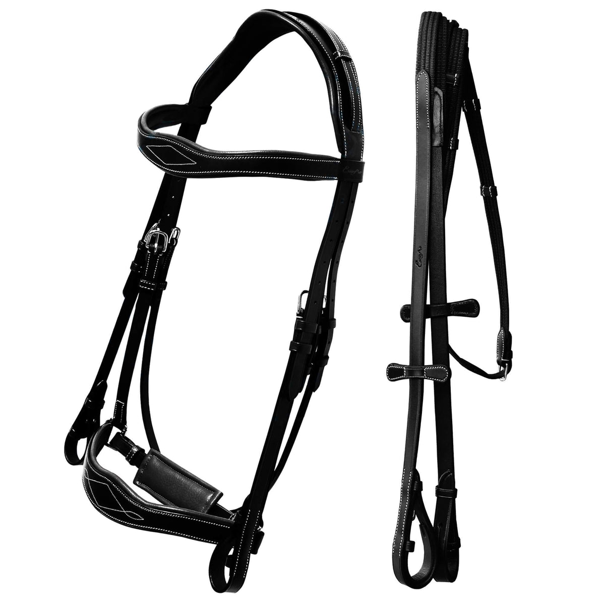 ExionPro Broad Wave Shape Designer Fancy Dressage Bridle & Web Reins - HT Animal Supply