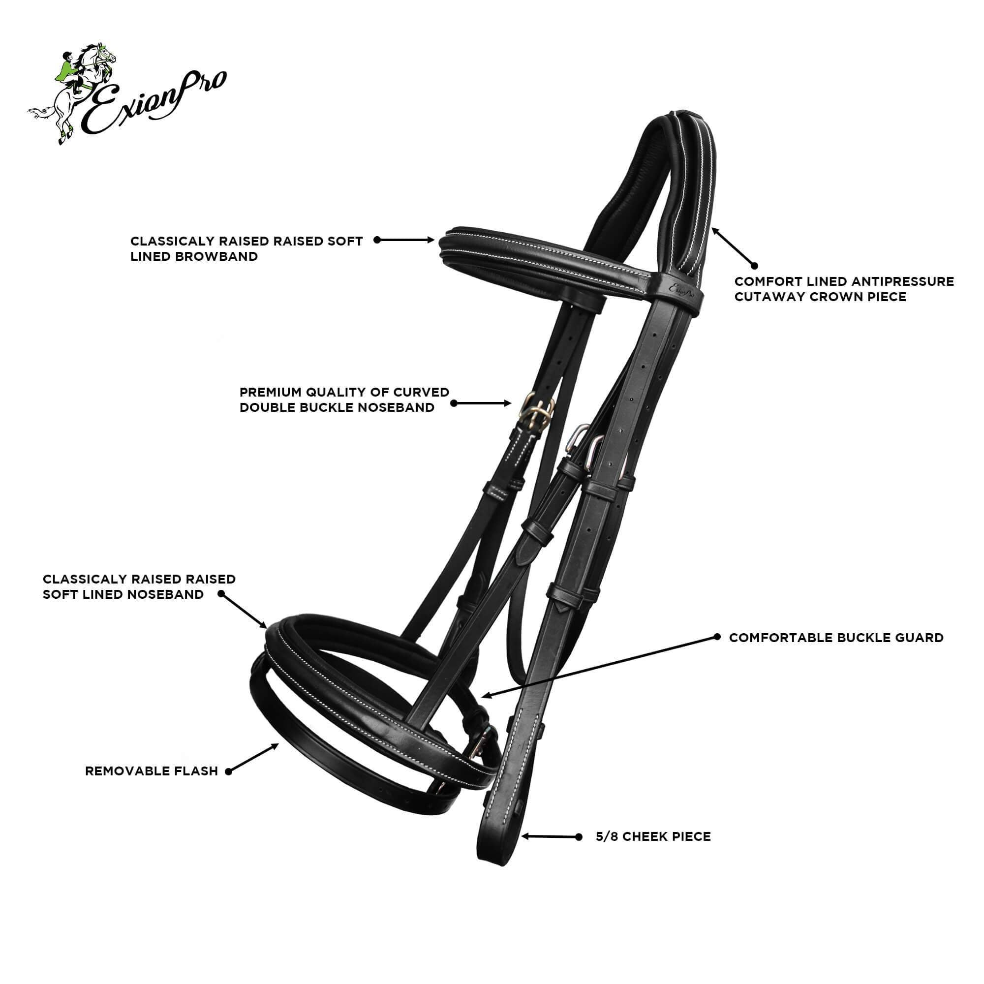 Replacement Crownpiece of ExionPro Pressure Relief Crown Raised Padded Jumping Bridle - HT Animal Supply
