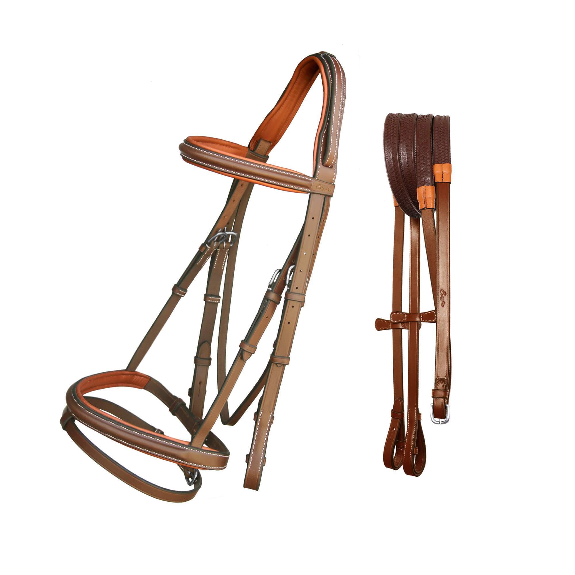 ExionPro Pressure Relief Crown Raised Padded Jumping Bridle with Reins