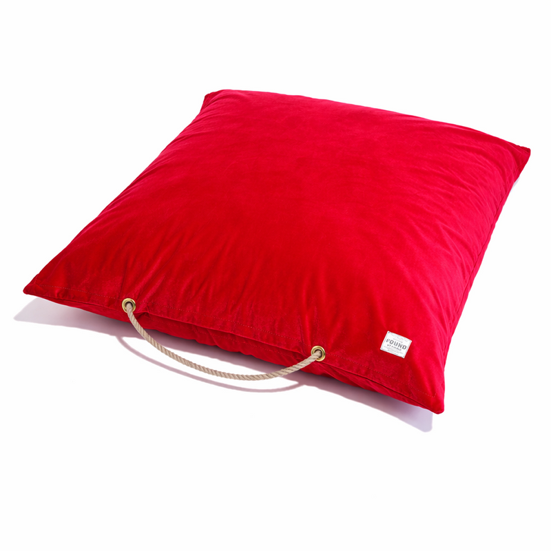 Red Washable Velvet Dog Bed