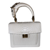 Allysa Payne Cosmo Horse Handle Handbag In Iridescent White Python