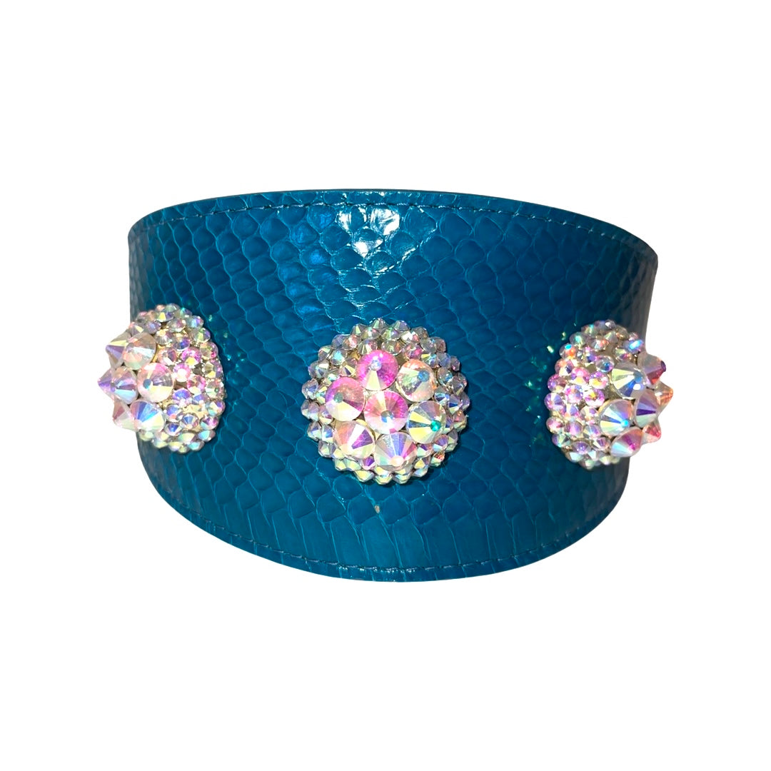 Dark Turquoise Snake with our 3 Custom Swarovski Crystal Rivets