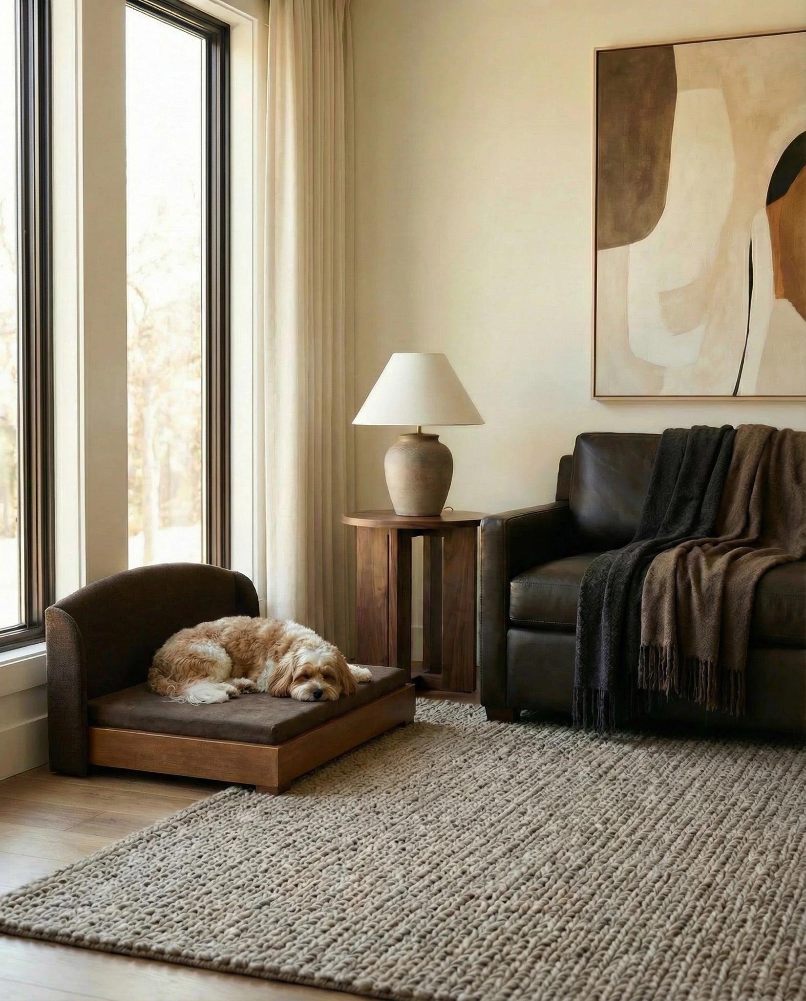 The Haven Luxury Handcrafted Solid Wood Orthopedic Dog Bed