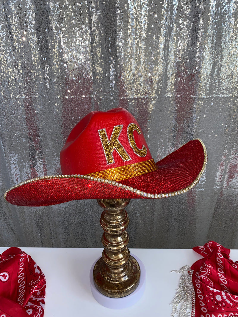 Kansas City Chiefs Rhinestone Cowgirl Hat - front view | HT Animal Supply
