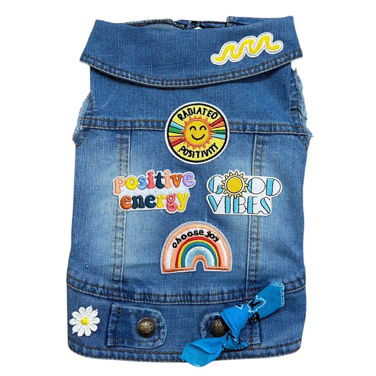 Heads or Tails Pup Positivity Summer Denim Dog Vest