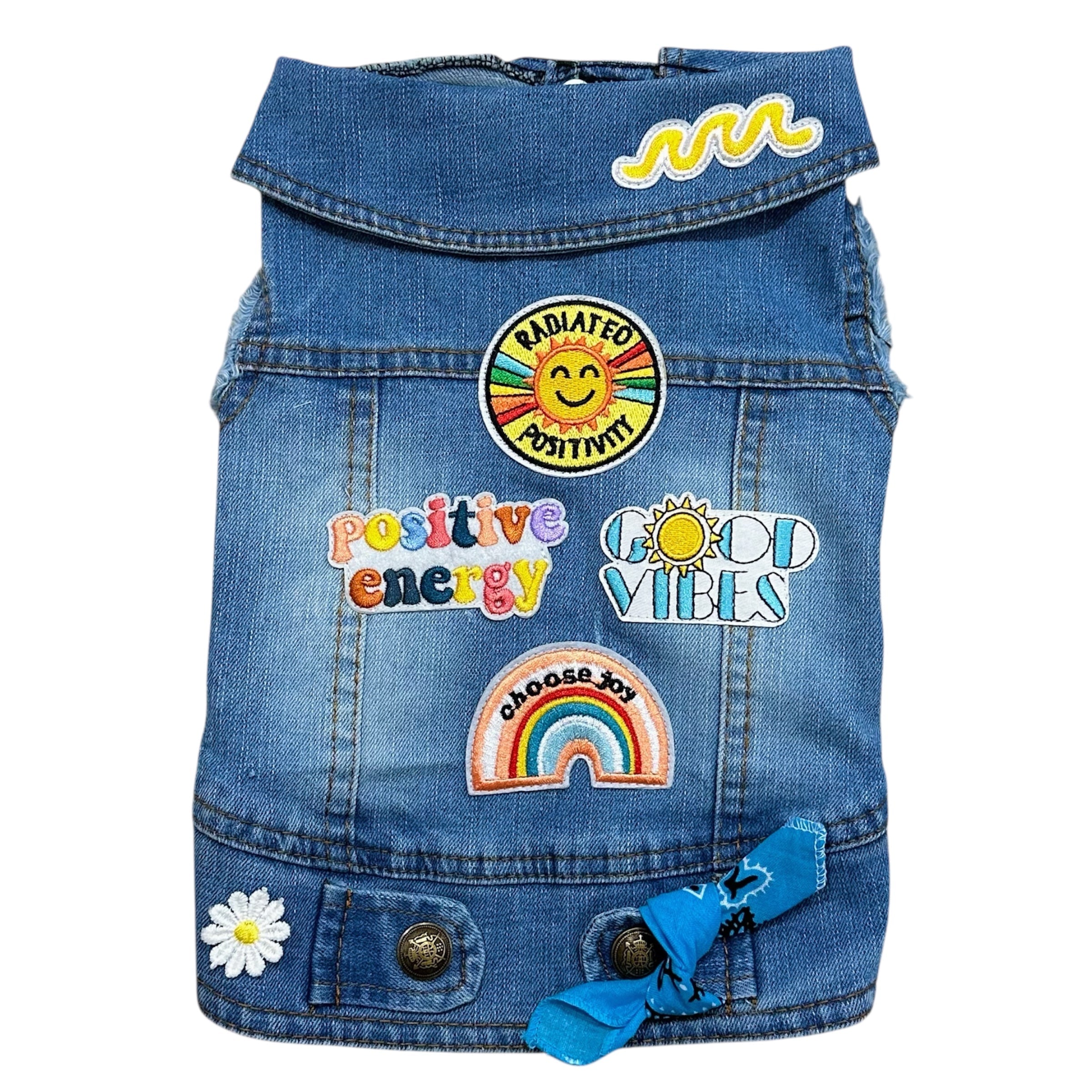 Heads or Tails Pup Positivity Summer Denim Dog Vest