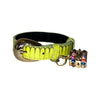 XS/S 7"-14" Light Neon Green Custom Snake Collar/Custom Gold Oval Italian Hardware & Swarovski Crystal Charm