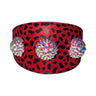 Glam Red & Black Leopard Print/ Custom Swarovski Crystal Rivet Collar