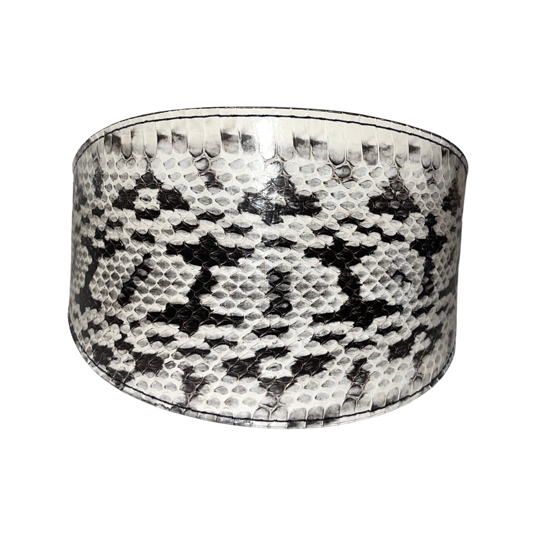 Allysa Payne White & Black 4-Inch Wide Snake Dog Collar