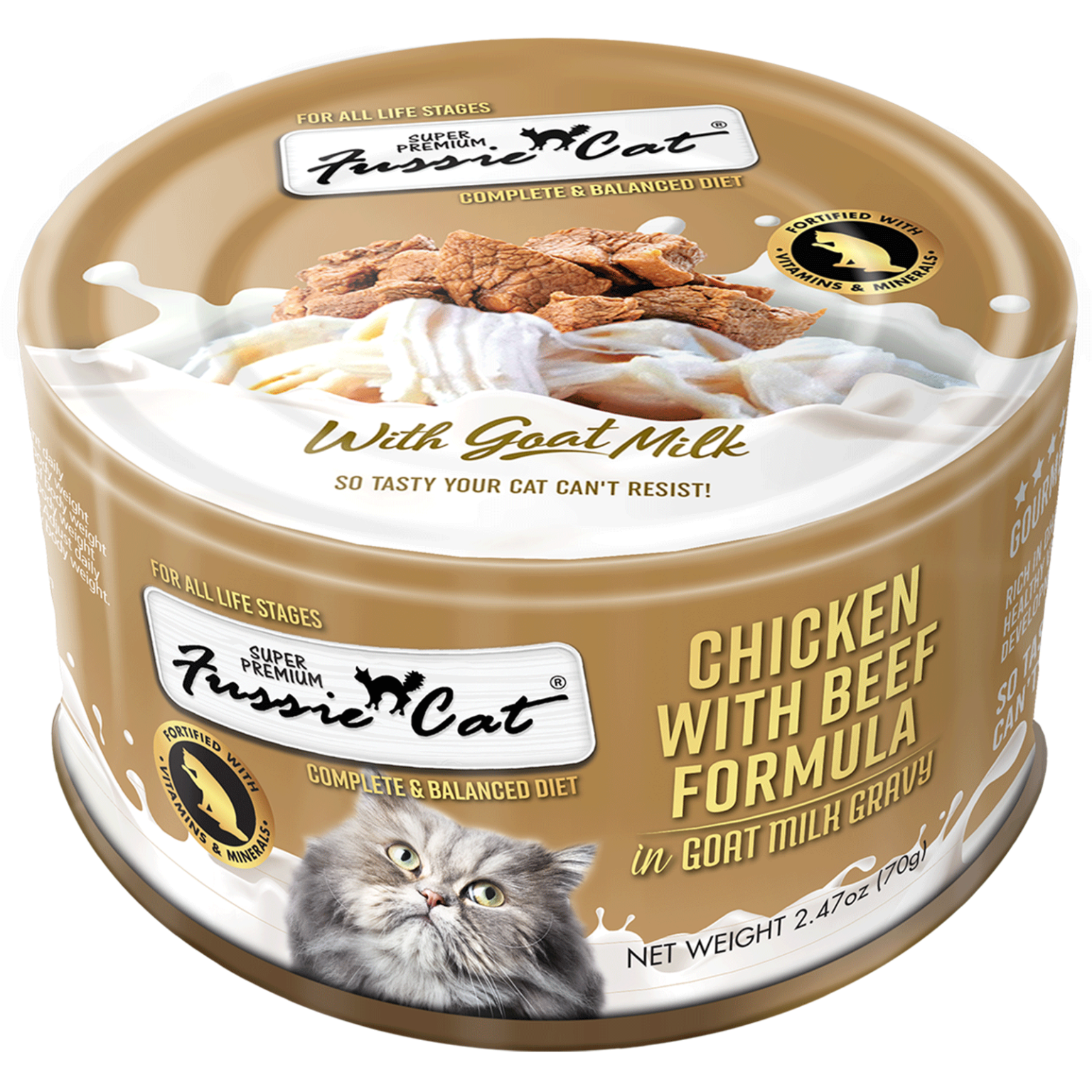 Fussie Cat Chicken & Beef In Goat Milk Cat Can (2.47oz)