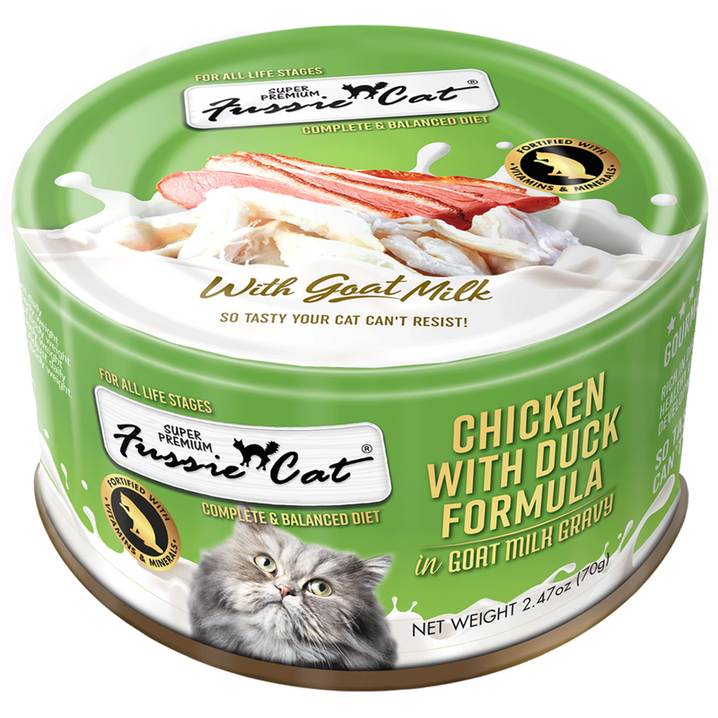 Fussie Cat Chicken & Duck In Goat Milk Cat Can (2.47oz)