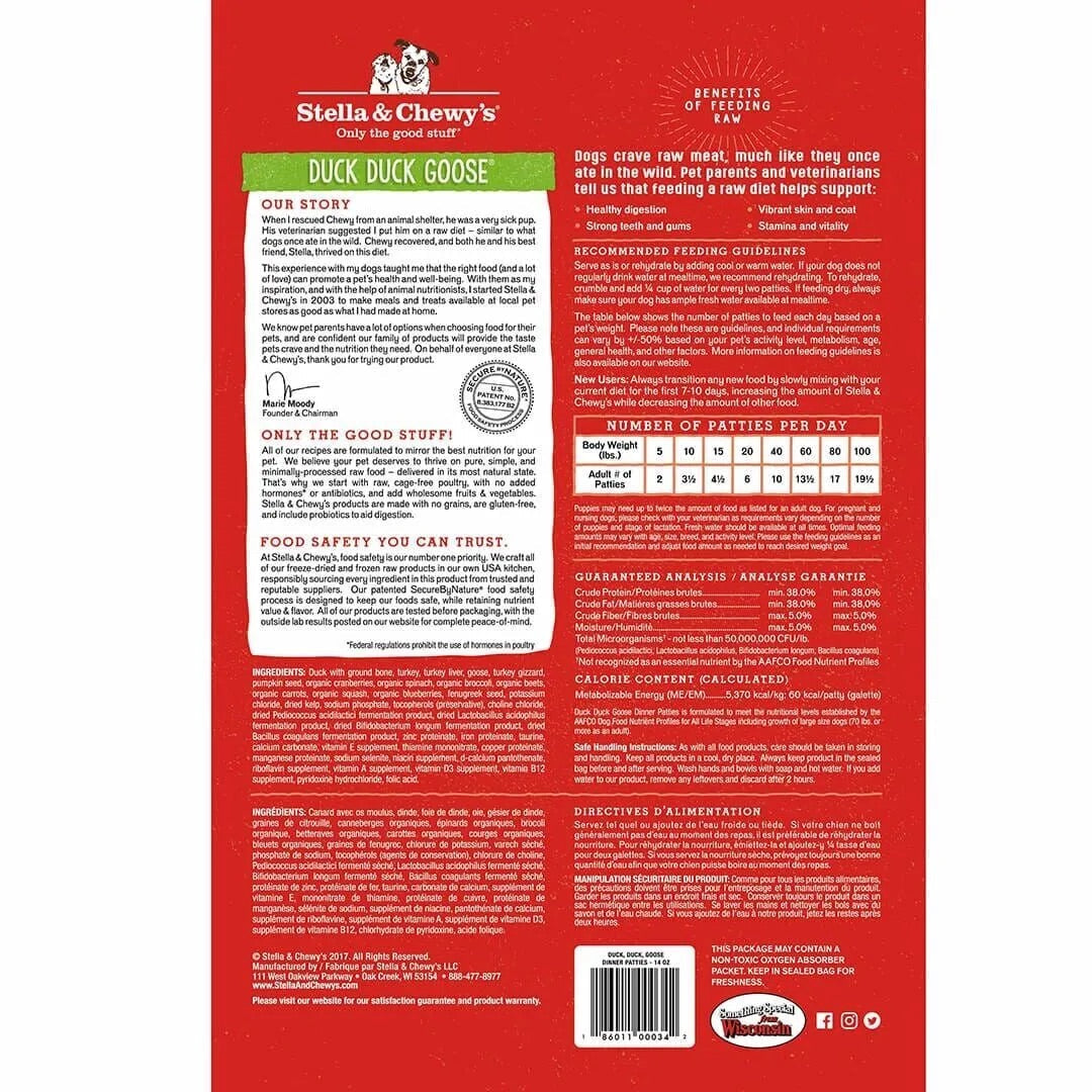Stella & Chewys Freeze Dried Dinner Patties Duck Dog Food (25oz)